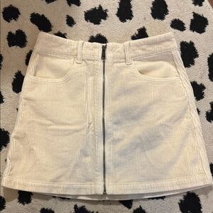 Cream Corduroy Mini Skirt